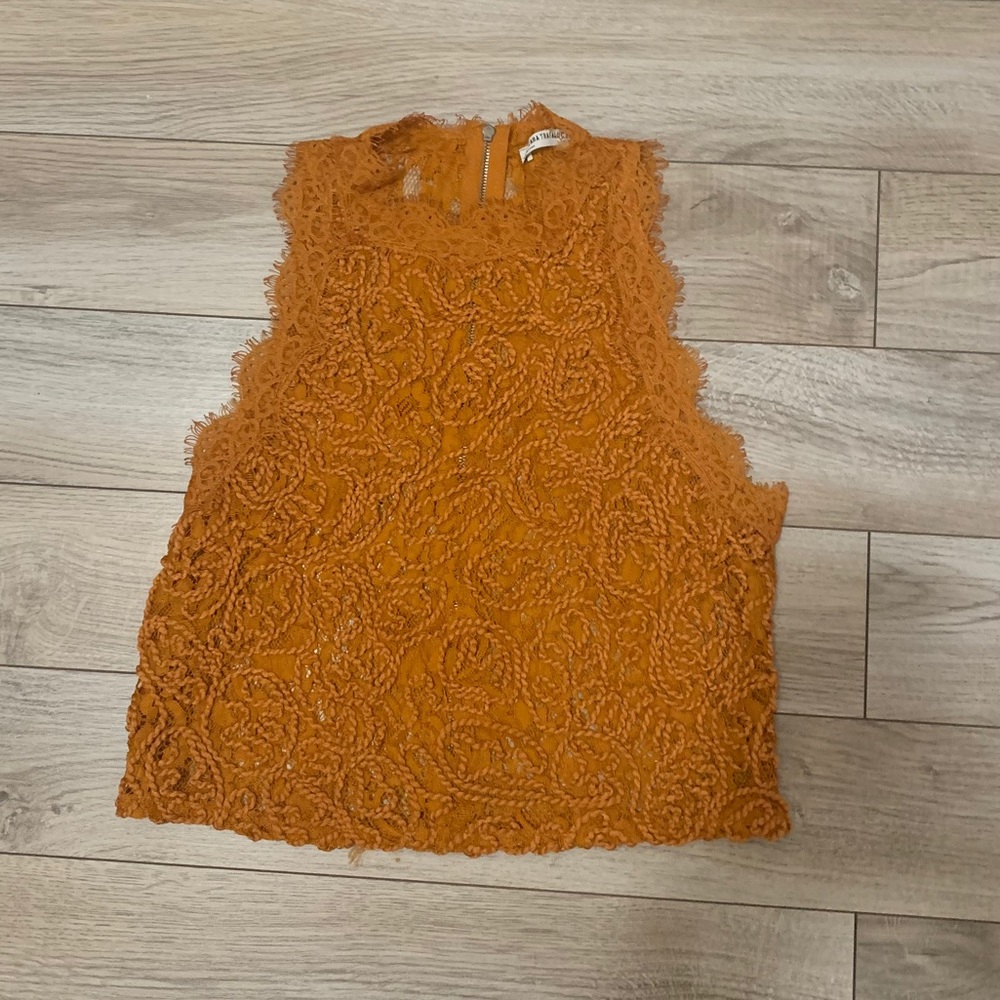 Zara Orange Lace Crop Top